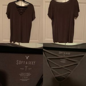 American Eagle Lace up T Shirt